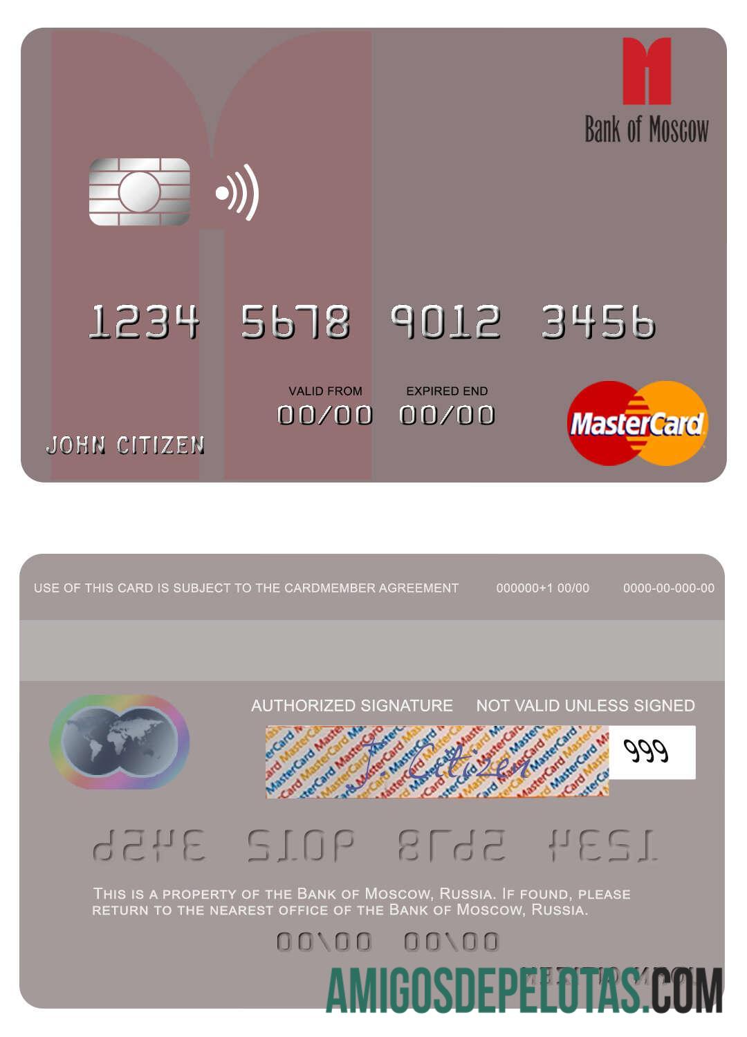 Russia Bank Of Moscow Mastercard real example